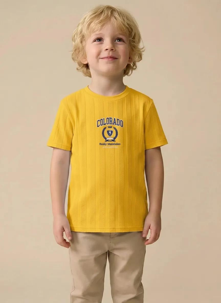 Boys Mustard Printed T-shirt
