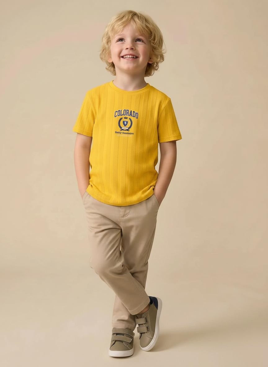Boys Mustard Printed T-shirt