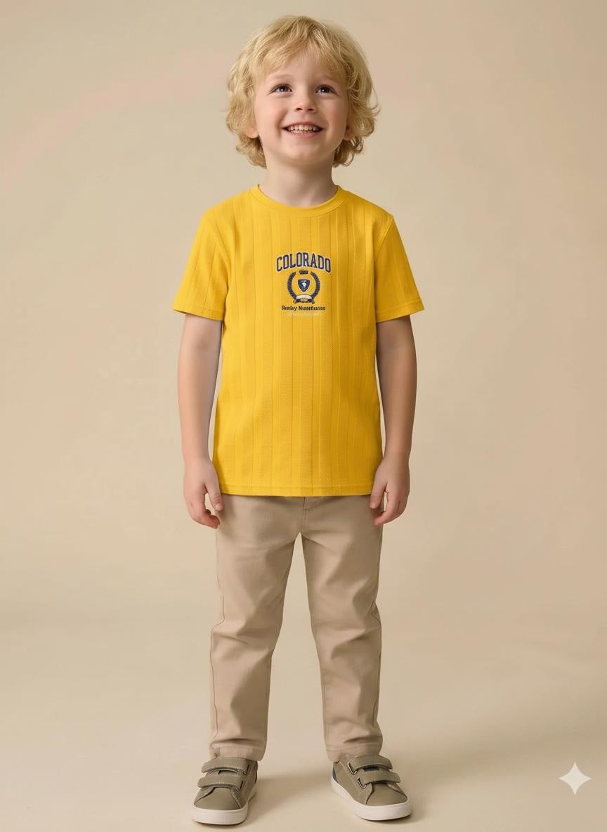 Boys Mustard Printed T-shirt