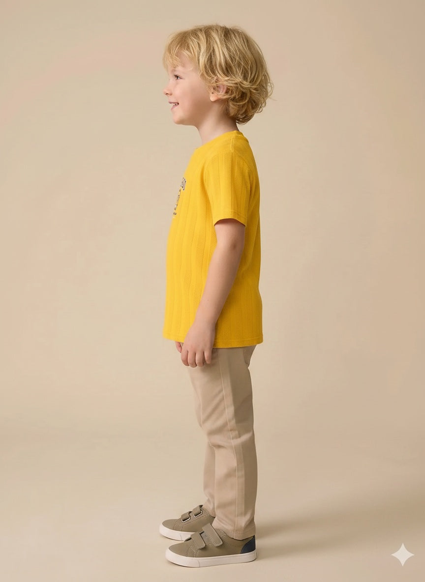 Boys Mustard Printed T-shirt