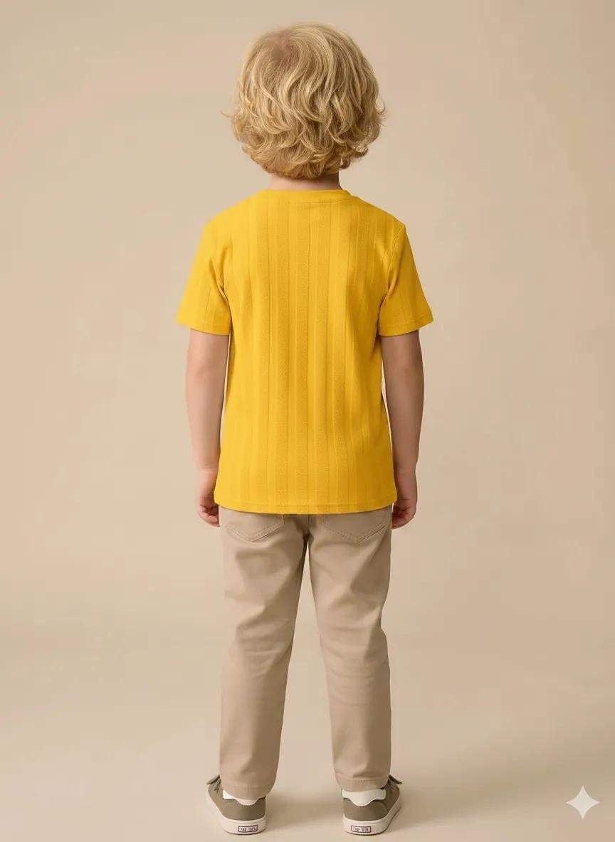 Boys Mustard Printed T-shirt