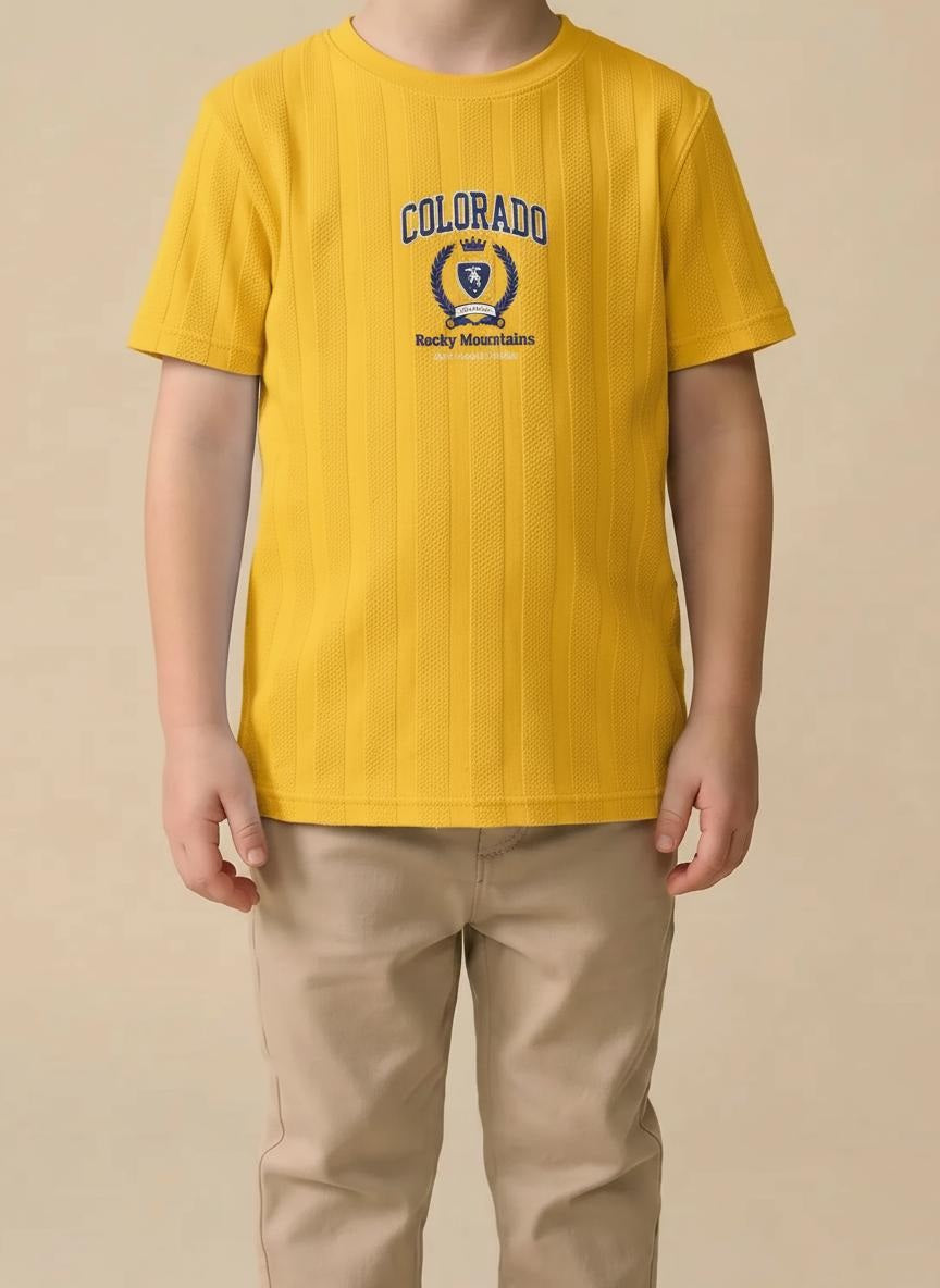 Boys Mustard Printed T-shirt