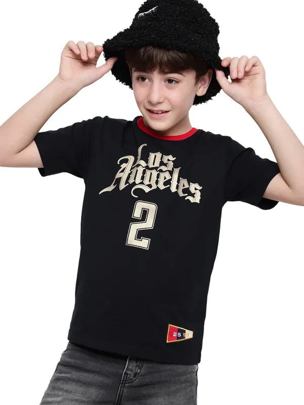 Octave Boys Varsity Printed Round Neck T-Shirt