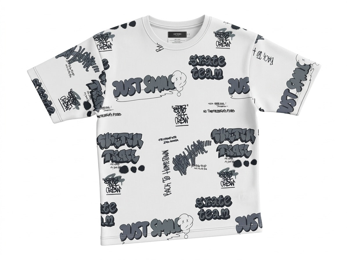 Boys Off White Printed T-shirt