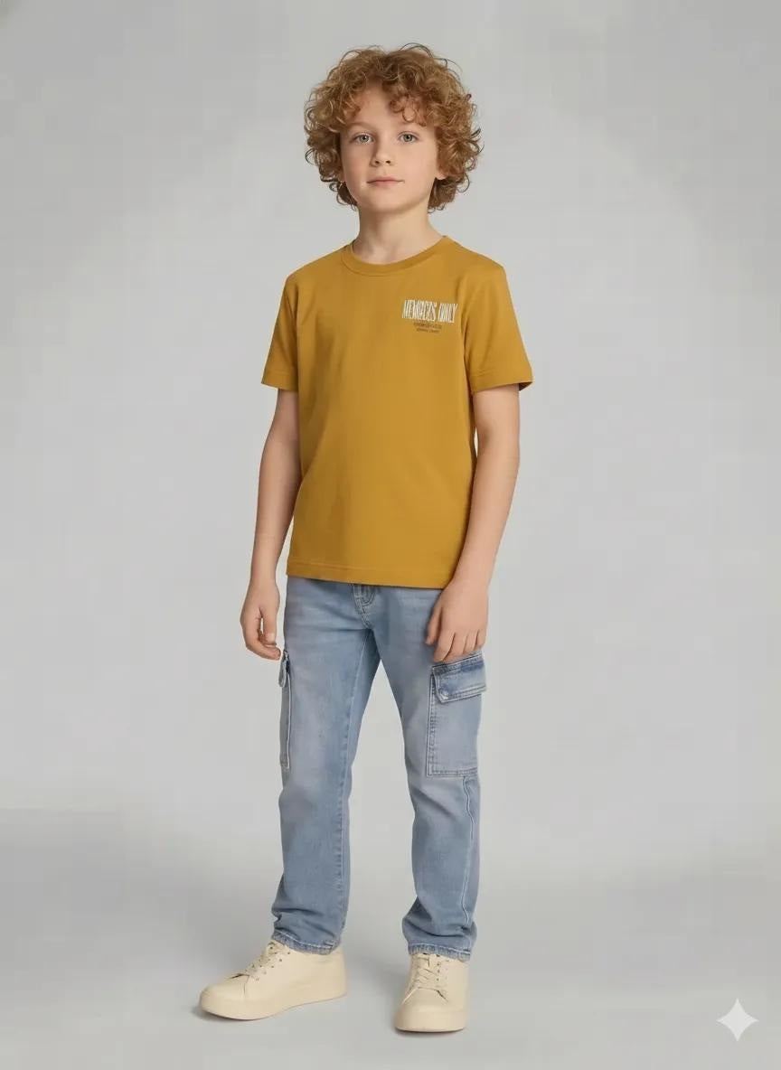 Boys Mustard Printed T-shirt