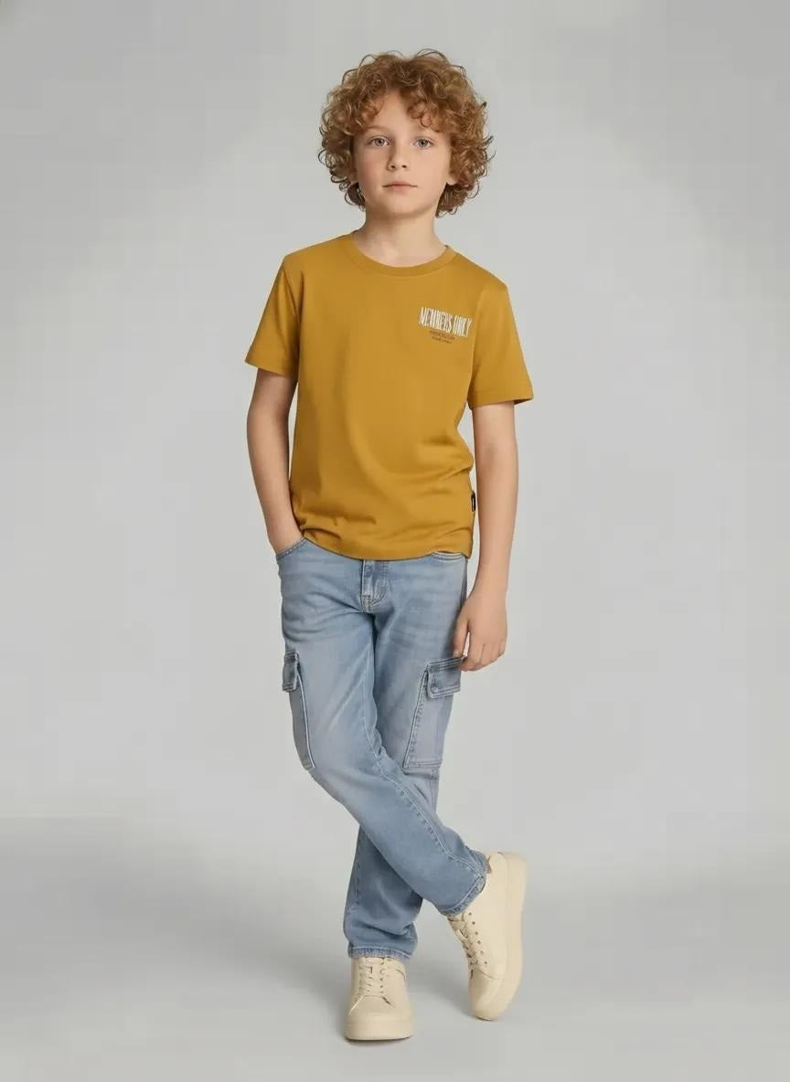 Boys Mustard Printed T-shirt