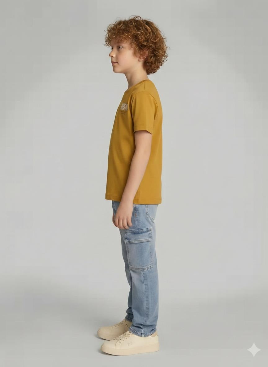 Boys Mustard Printed T-shirt