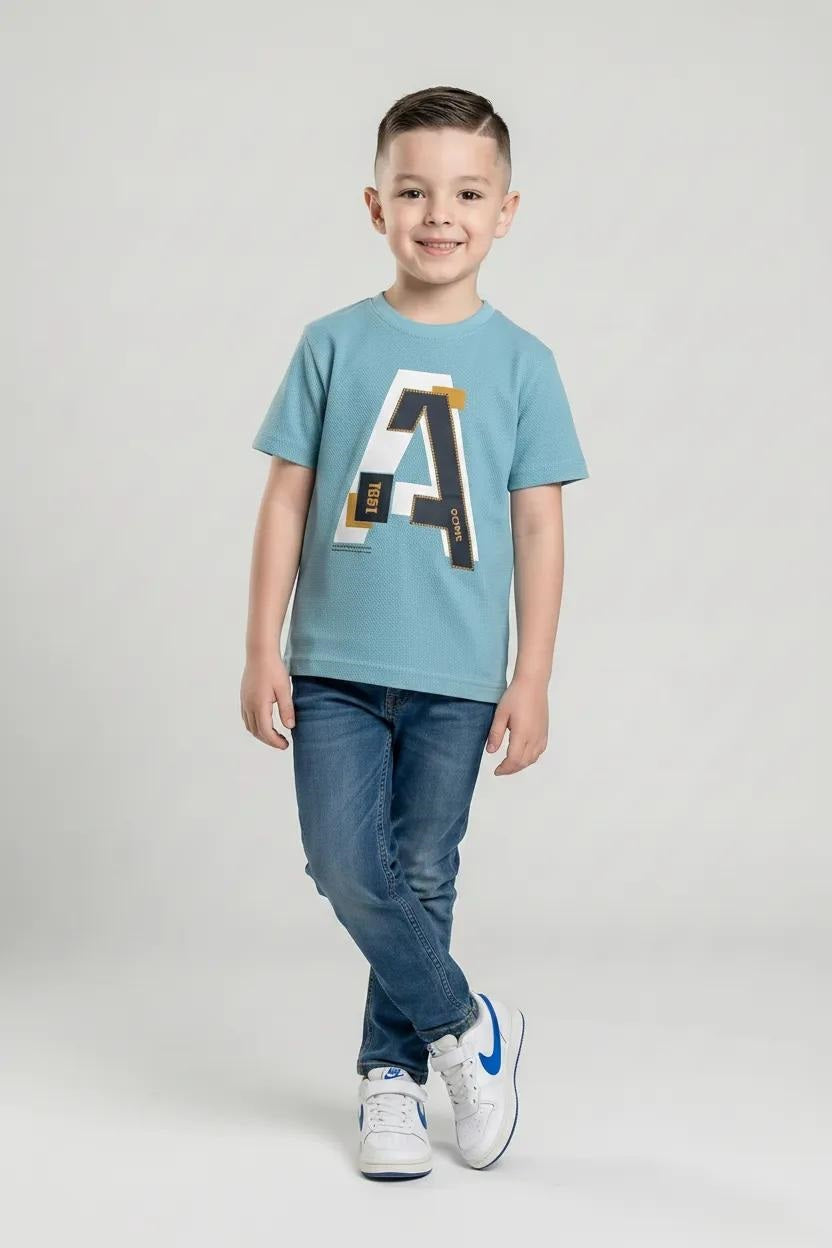 Boys Ice Aqua Printed T-shirt