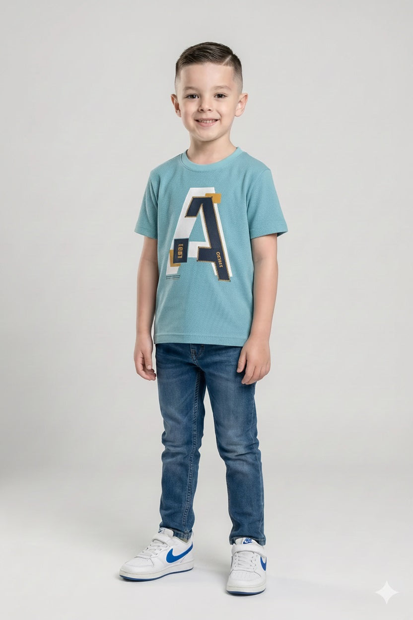 Boys Ice Aqua Printed T-shirt