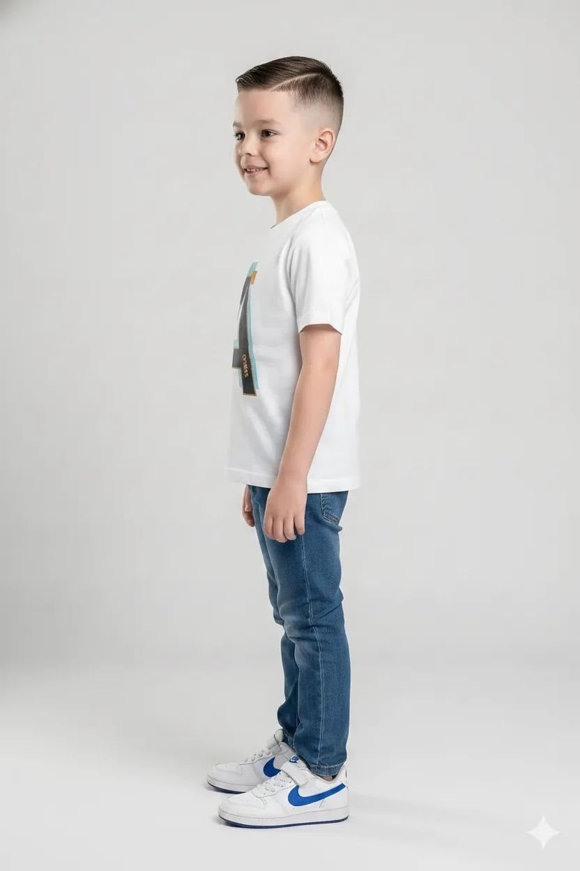 Boys Off White Printed T-shirt