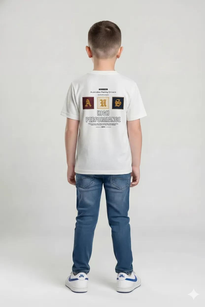 Boys Off White Printed T-shirt