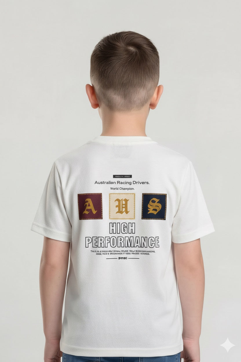 Boys Off White Printed T-shirt