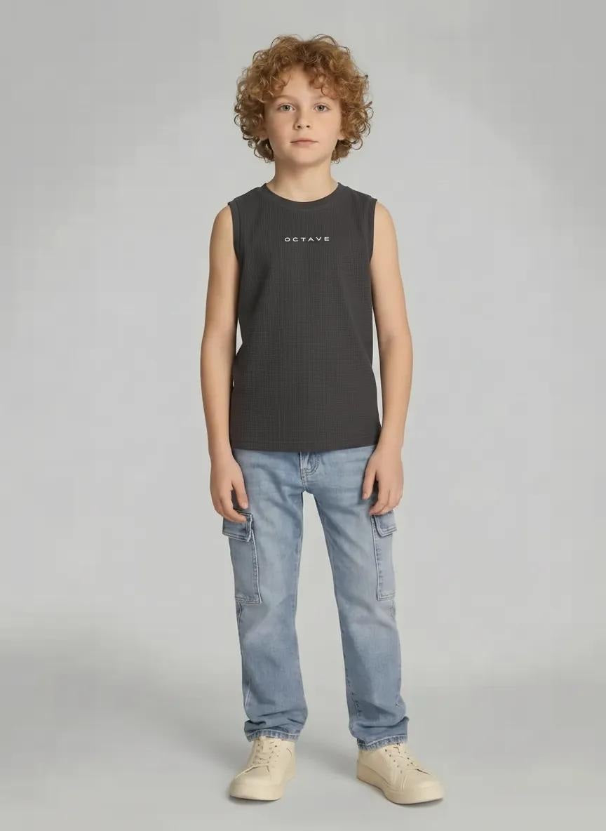 Boys Black Printed T-shirt