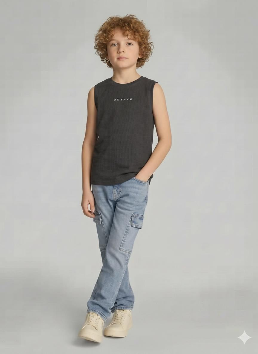 Boys Black Printed T-shirt