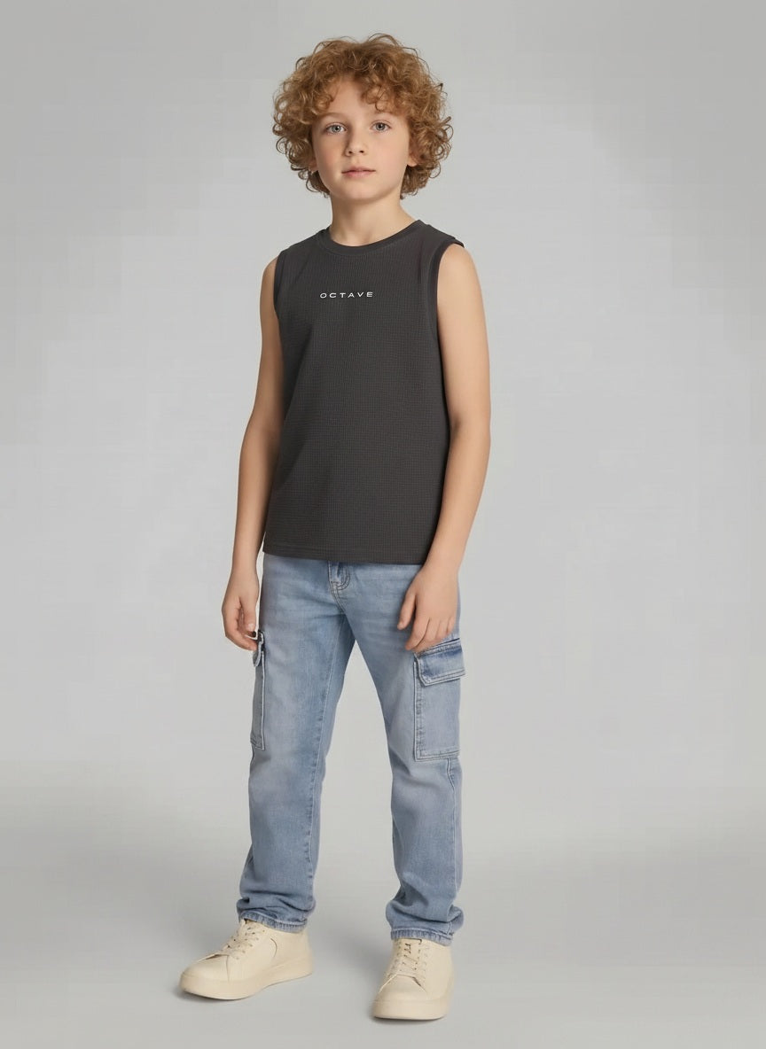 Boys Black Printed T-shirt