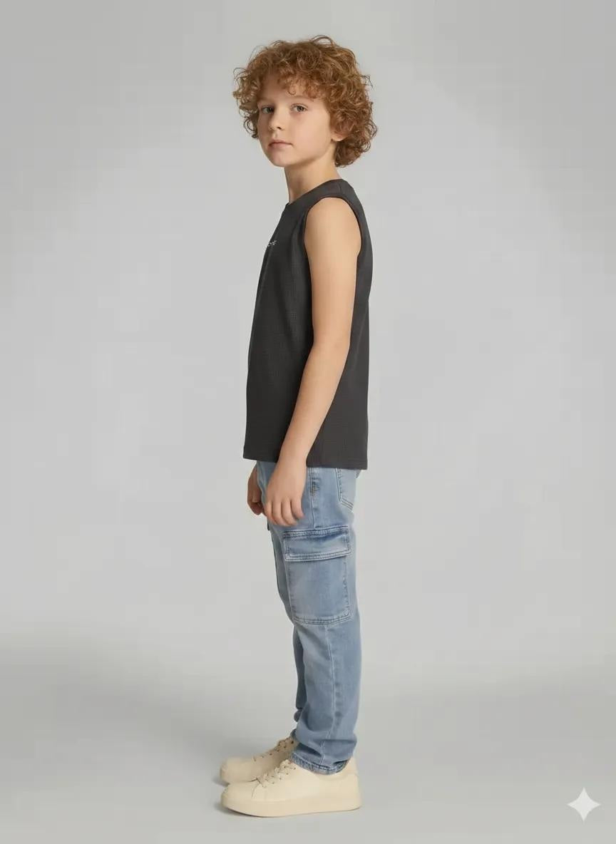 Boys Black Printed T-shirt