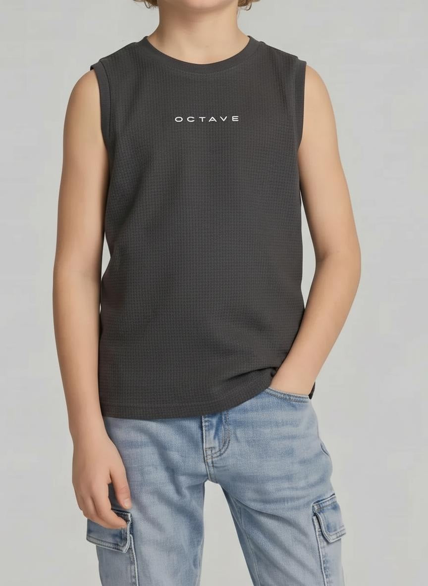 Boys Black Printed T-shirt