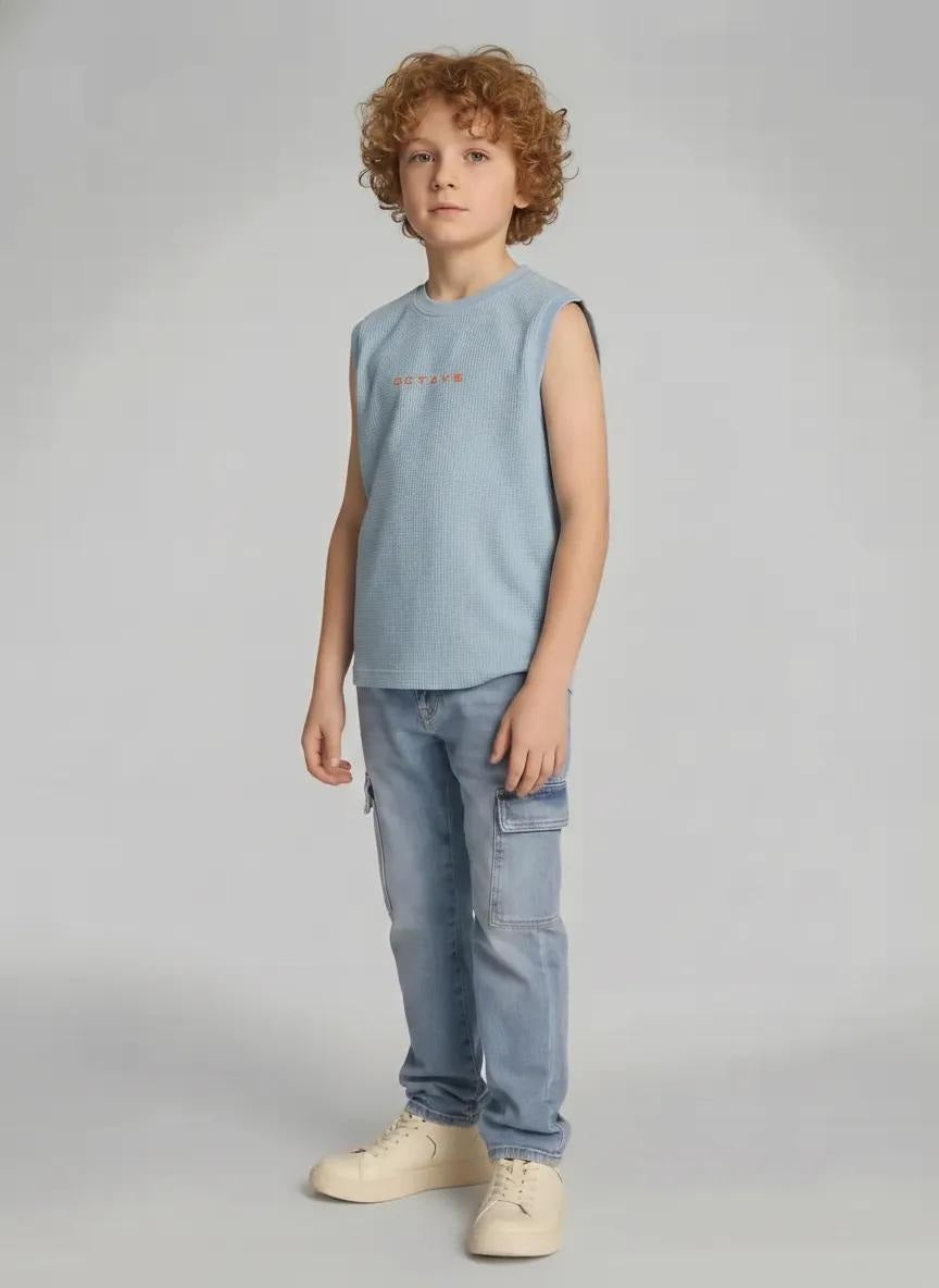Boys Delicate Blue Printed T-shirt