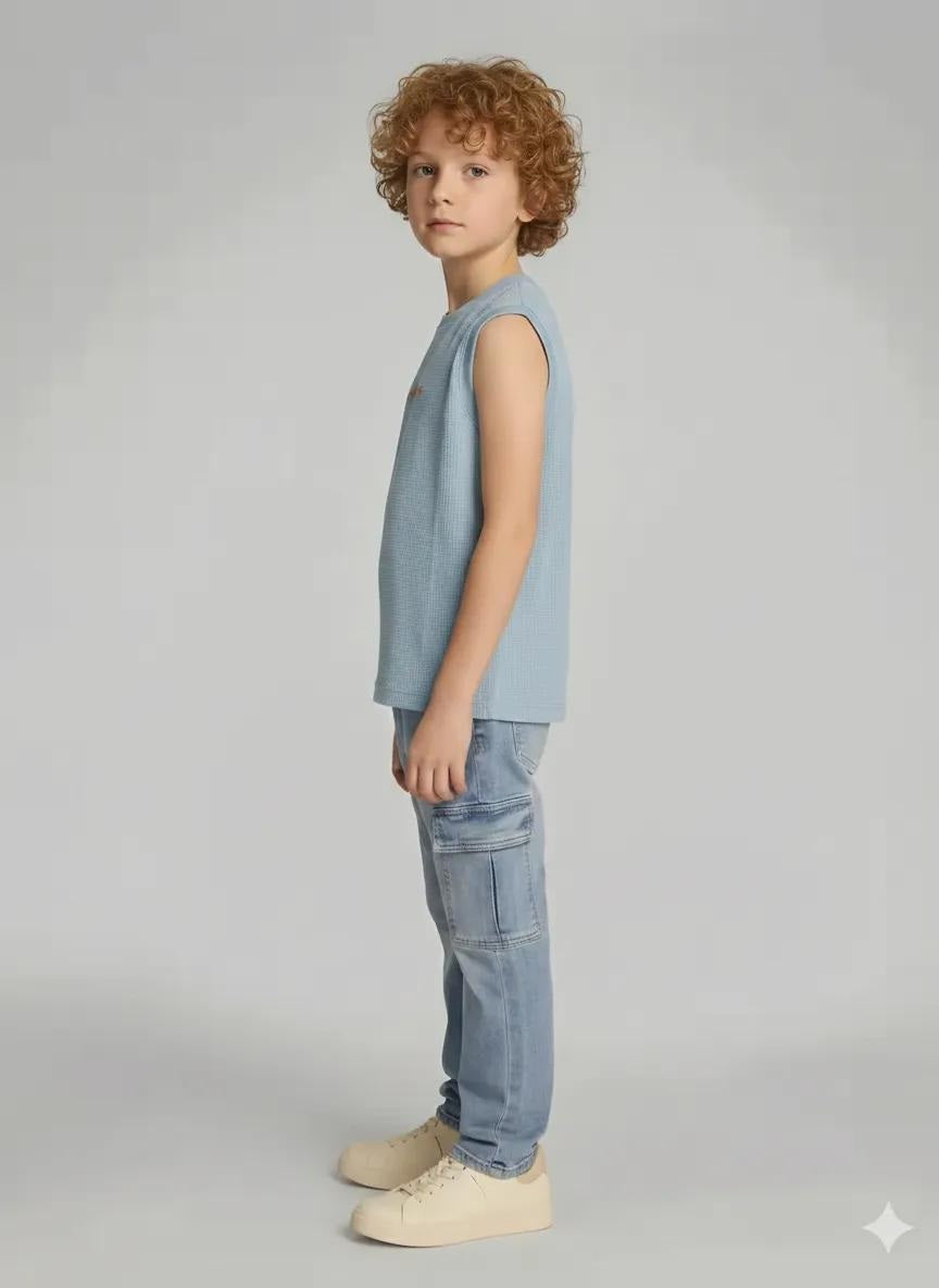 Boys Delicate Blue Printed T-shirt