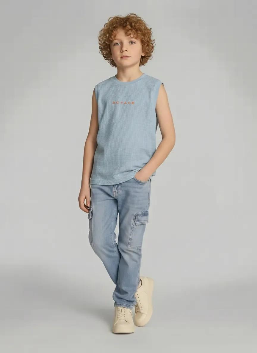 Boys Delicate Blue Printed T-shirt