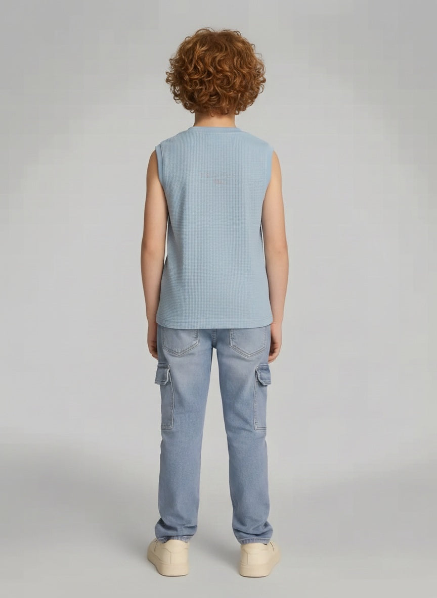 Boys Delicate Blue Printed T-shirt