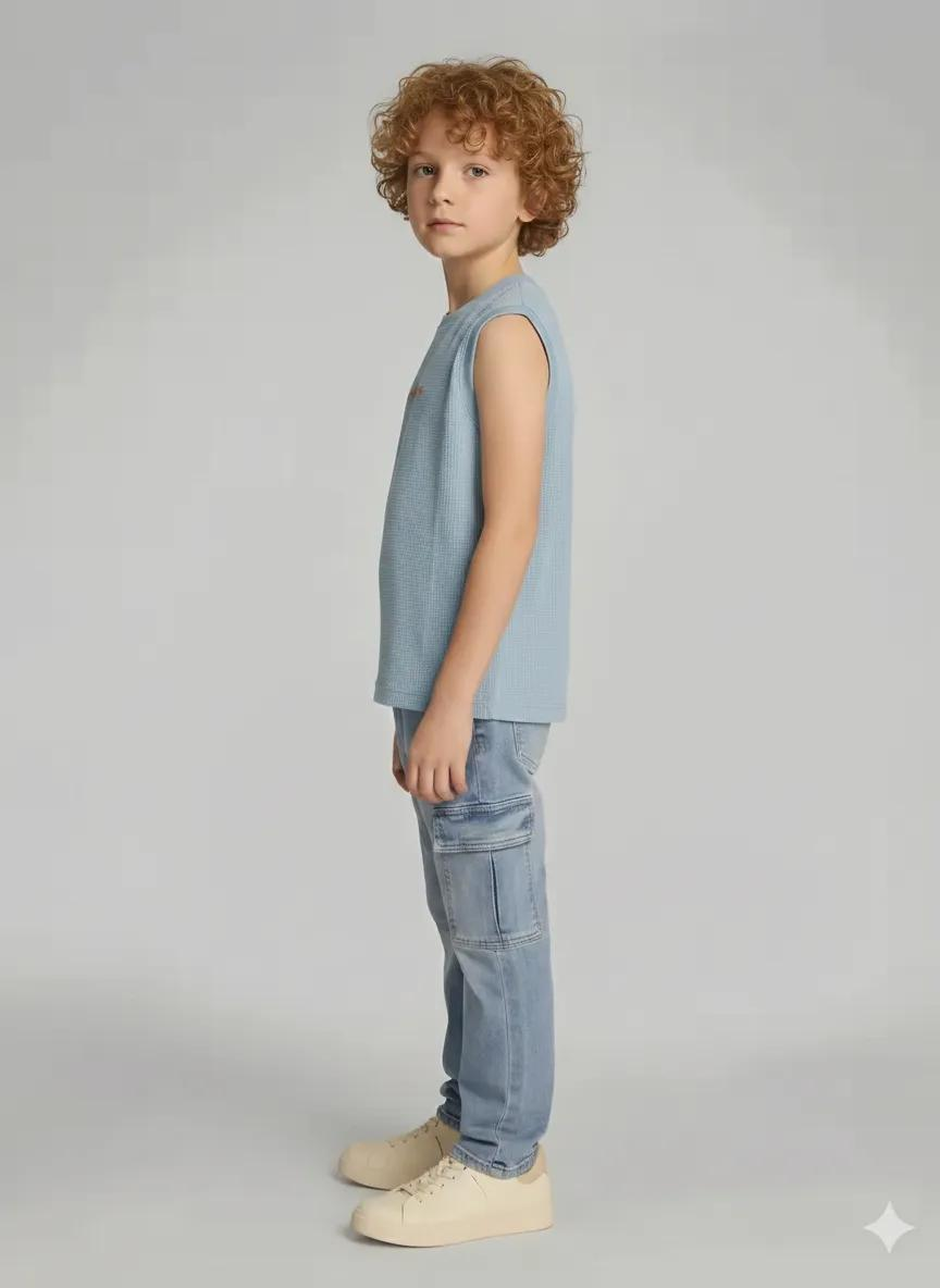 Boys Delicate Blue Printed T-shirt