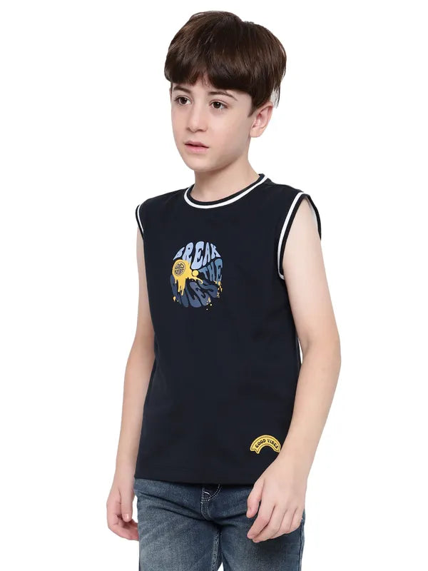 Octave Boys Round Neck Graphic Printed Sleeveless T-Shirt