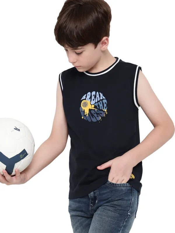 Octave Boys Round Neck Graphic Printed Sleeveless T-Shirt