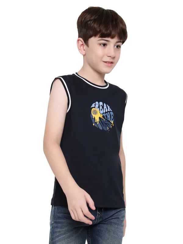 Octave Boys Round Neck Graphic Printed Sleeveless T-Shirt