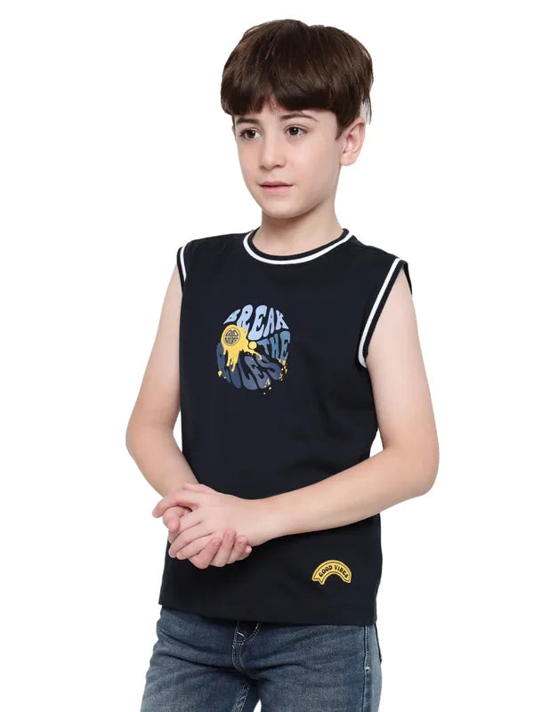 Octave Boys Round Neck Graphic Printed Sleeveless T-Shirt