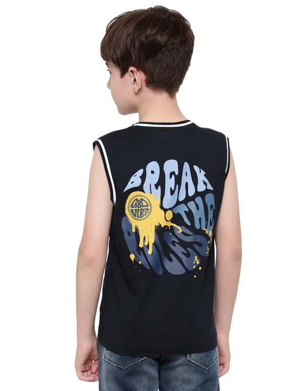 Octave Boys Round Neck Graphic Printed Sleeveless T-Shirt