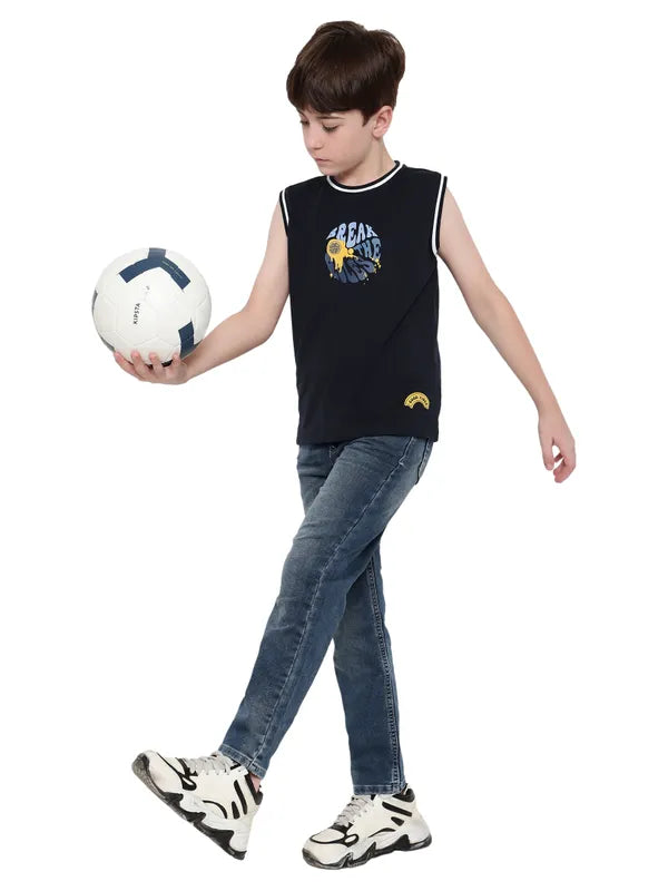 Octave Boys Round Neck Graphic Printed Sleeveless T-Shirt