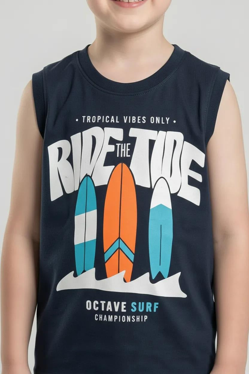 Octave Boys Graphic Printed Cotton Round Neck T-shirt