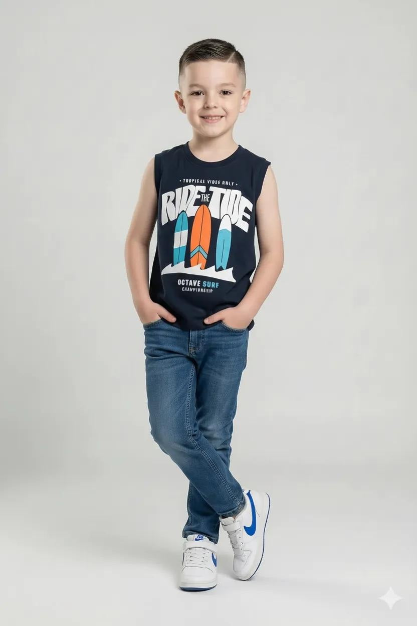 Octave Boys Graphic Printed Cotton Round Neck T-shirt