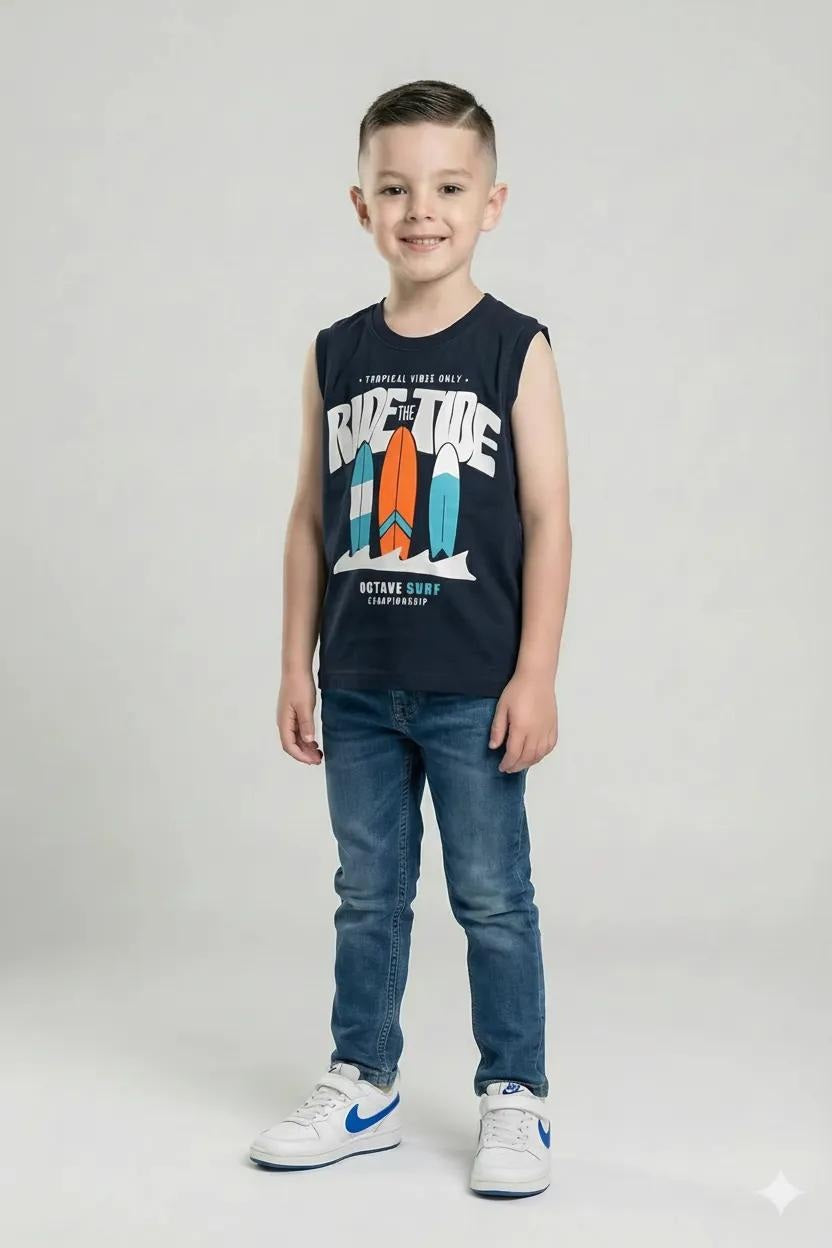Octave Boys Graphic Printed Cotton Round Neck T-shirt