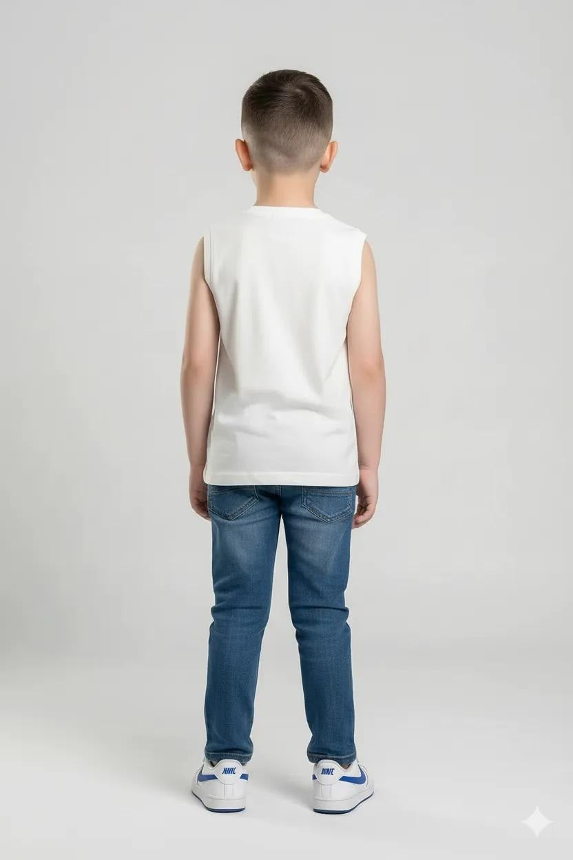 Octave Boys Off White Graphic Printed Cotton Tshirt