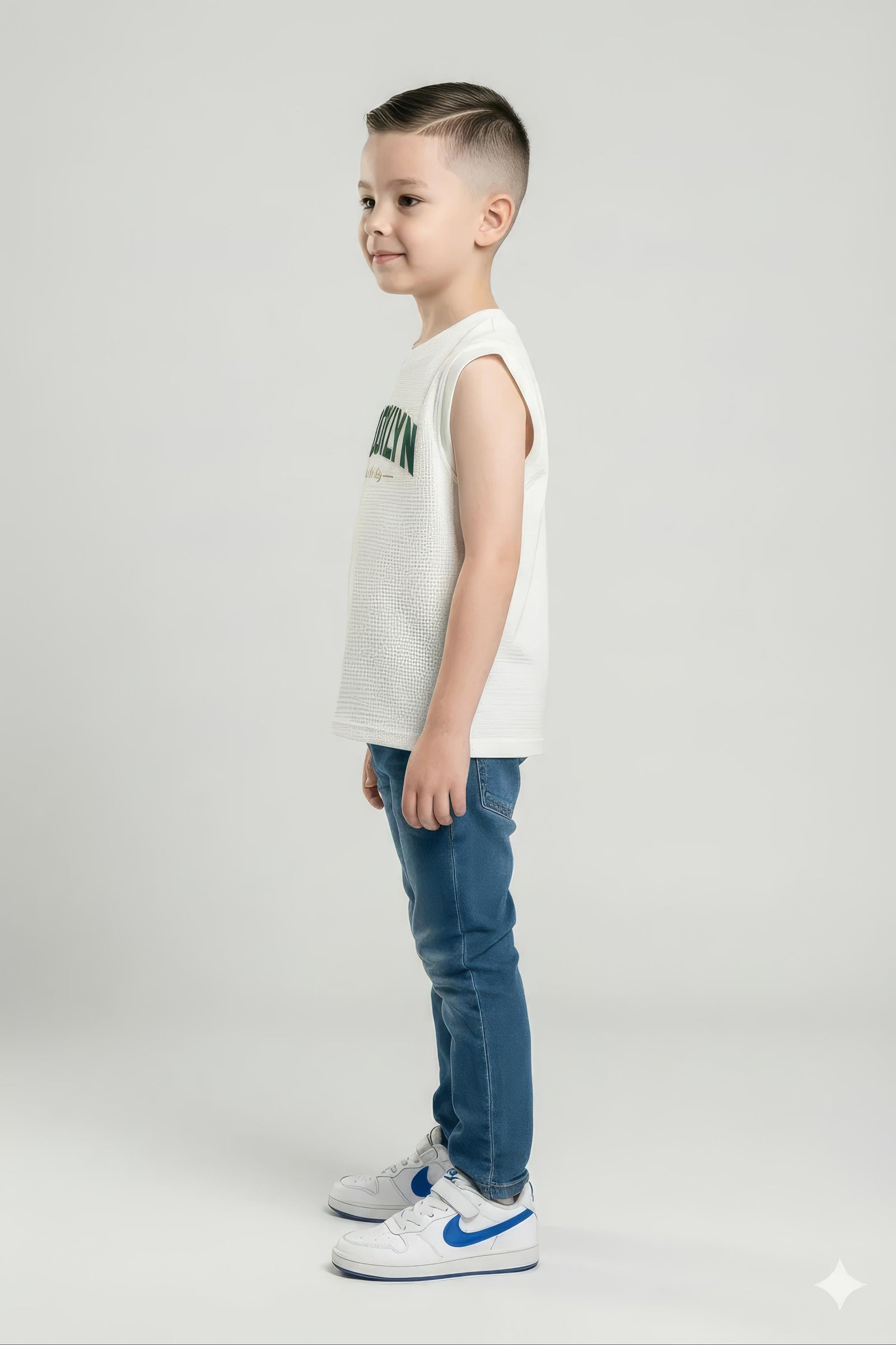 Boys Off White Printed Round Neck T-shirt