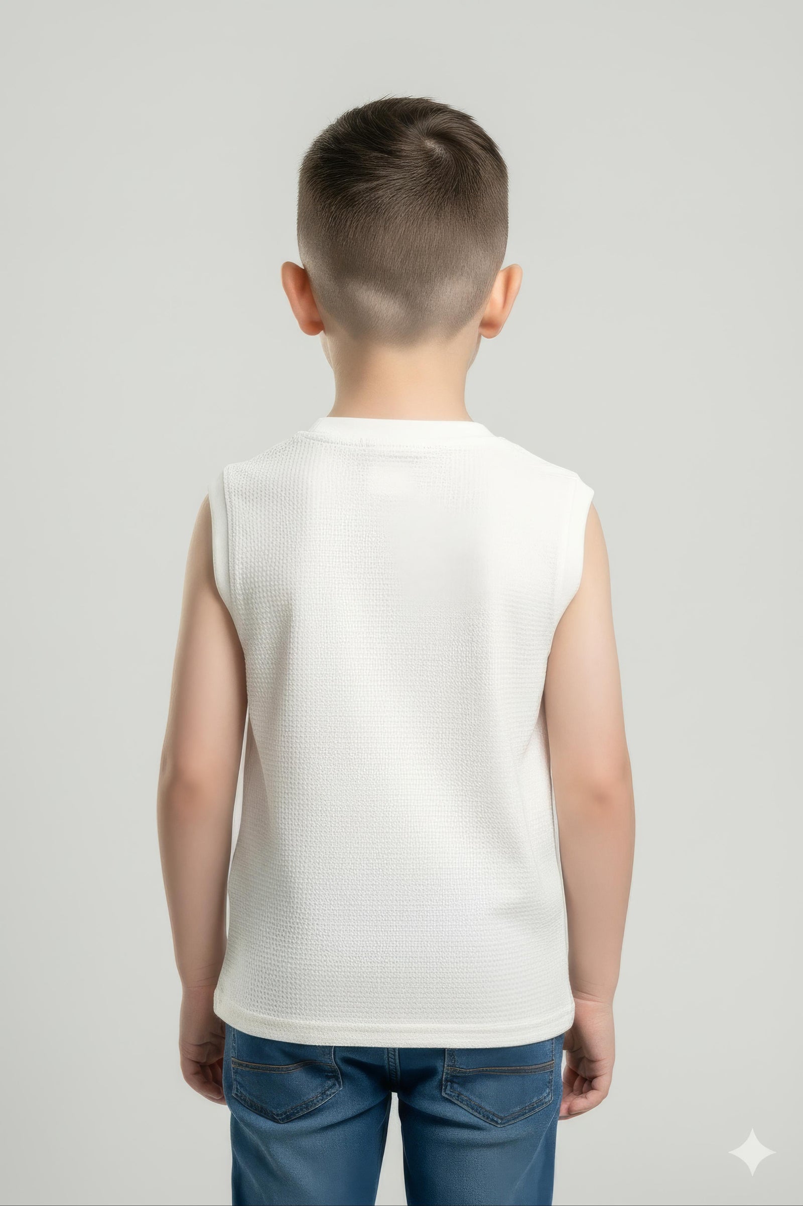 Boys Off White Printed Round Neck T-shirt