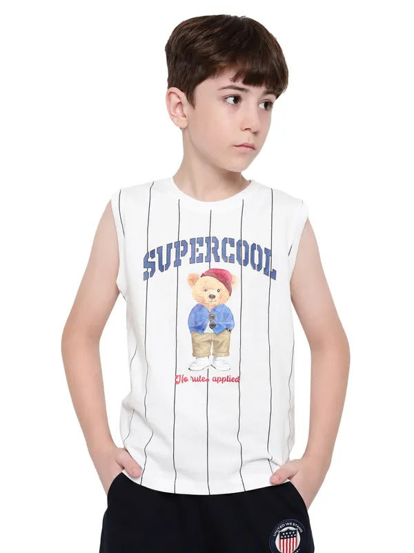 Octave Boys Round Neck Graphic Printed Sleeveless T-Shirt