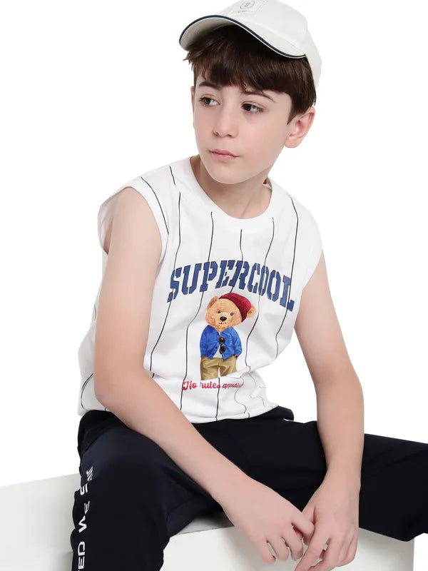 Octave Boys Round Neck Graphic Printed Sleeveless T-Shirt