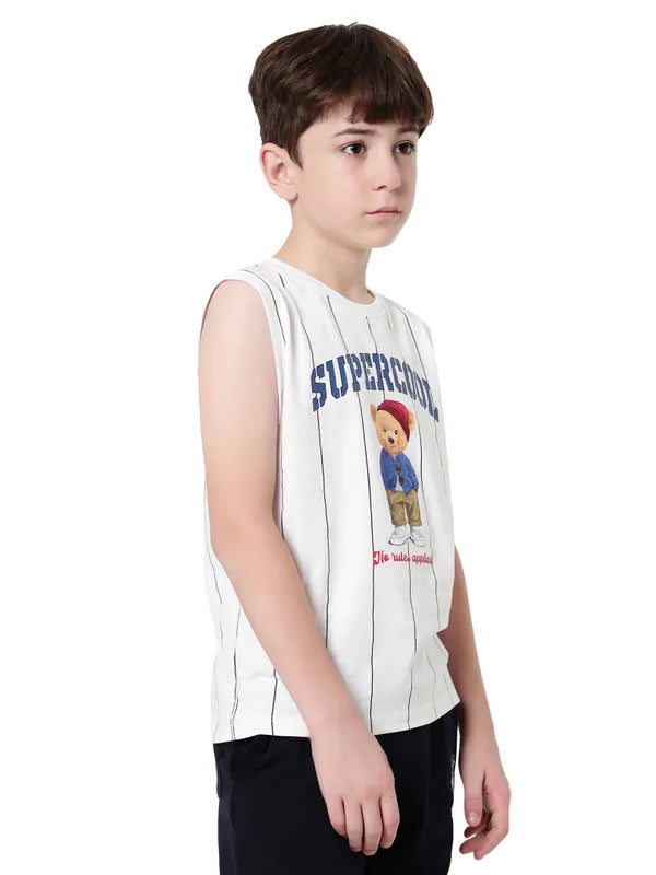 Octave Boys Round Neck Graphic Printed Sleeveless T-Shirt