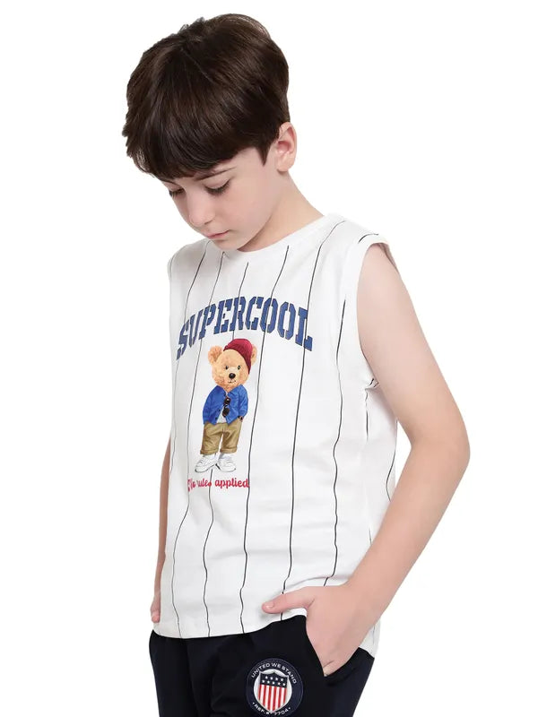 Octave Boys Round Neck Graphic Printed Sleeveless T-Shirt