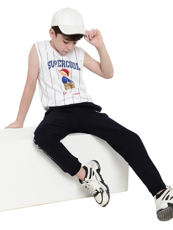 Octave Boys Round Neck Graphic Printed Sleeveless T-Shirt