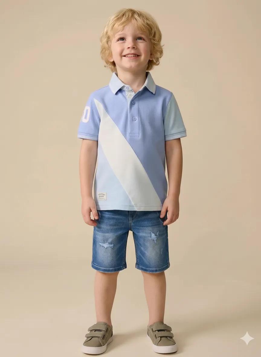 Boy Rugged Blue Solid Long Short