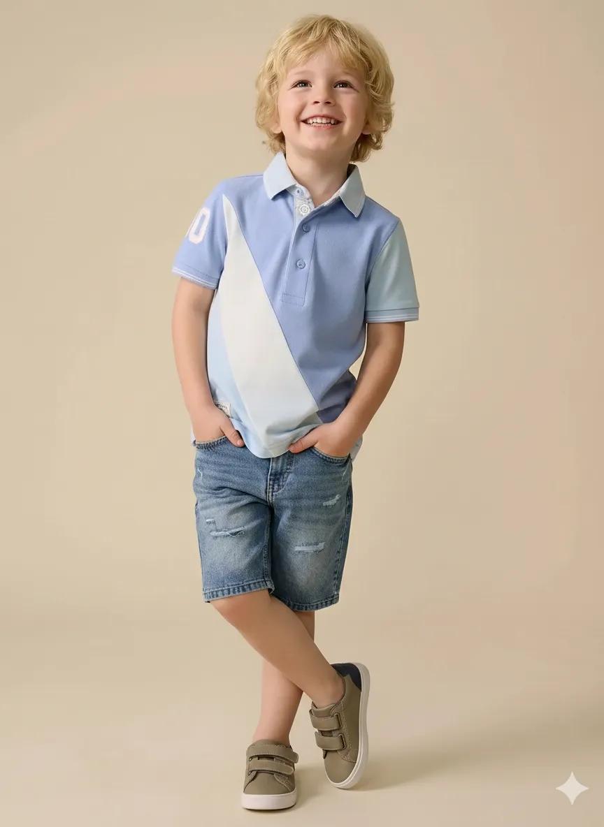 Boy Rugged Blue Solid Long Short