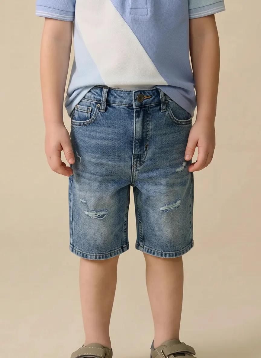 Boy Rugged Blue Solid Long Short