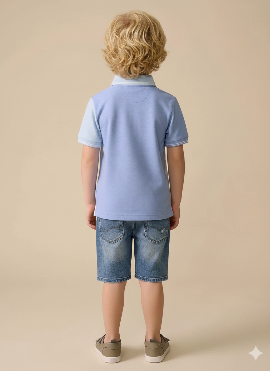 Boy Rugged Blue Solid Long Short