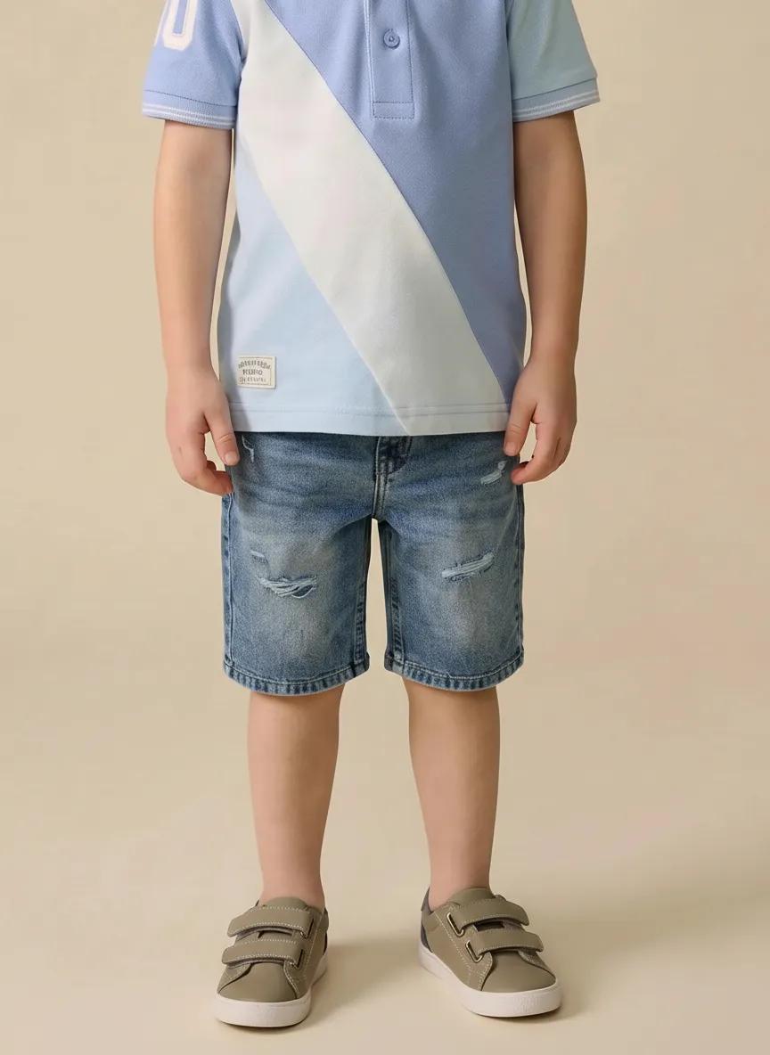 Boy Rugged Blue Solid Long Short