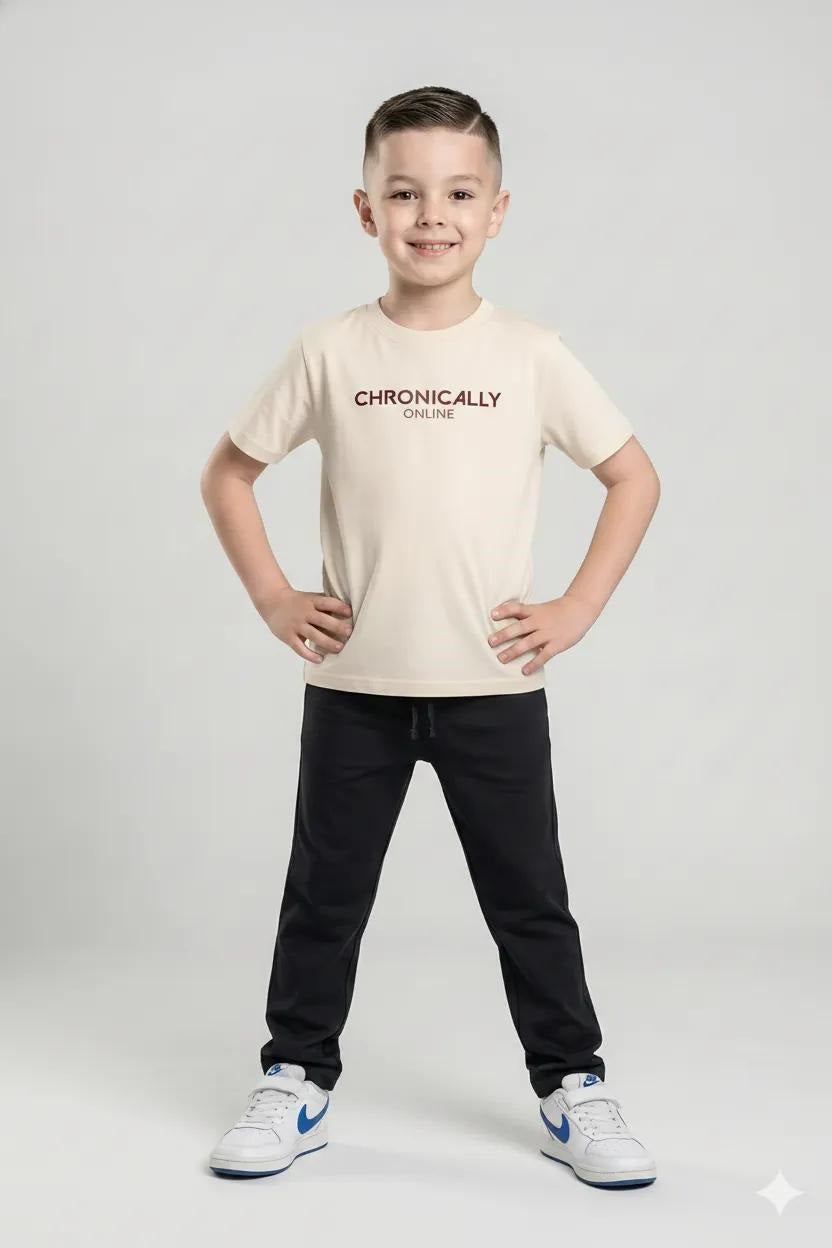 Boys Black Regular Fit Track Pants