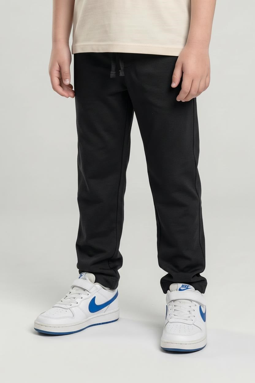 Boys Black Regular Fit Track Pants